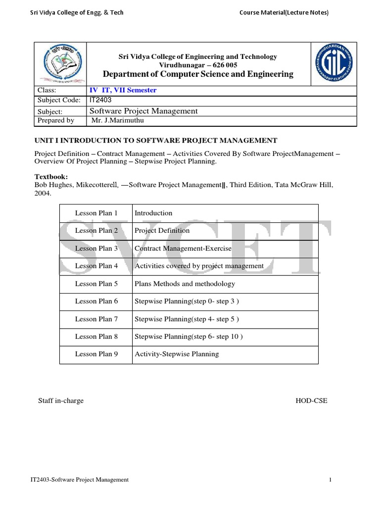 it2403 software project management syllabus